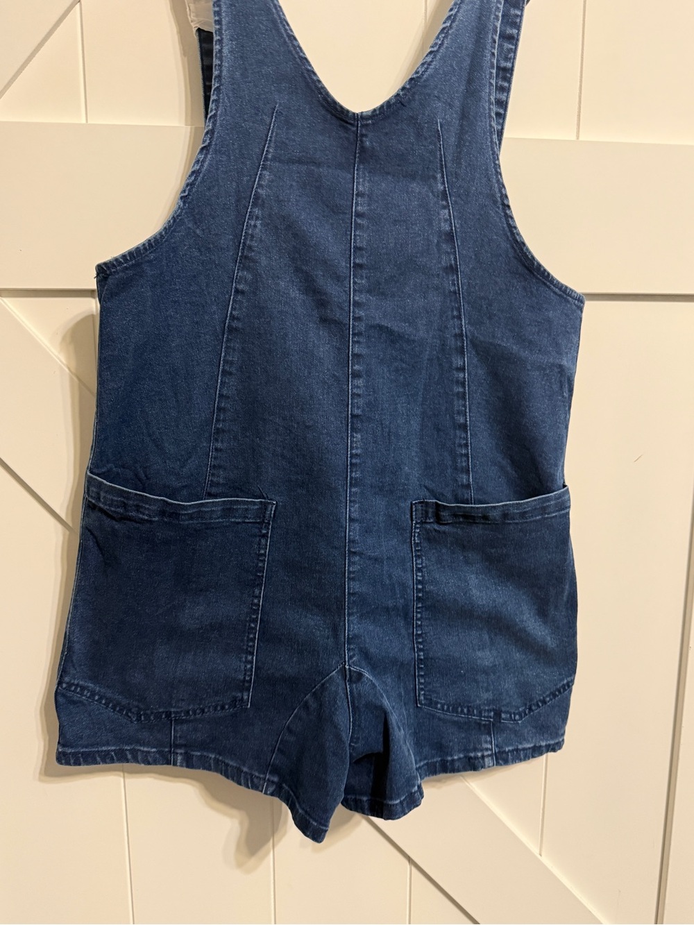 Denim Short Overalls Dark Blue Women’s Small Adjustable Straps Front Pockets - Picture 3 of 6